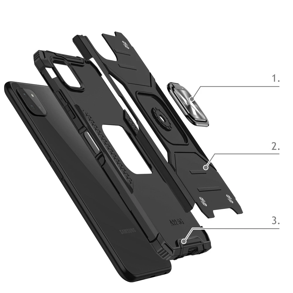 Wozinsky Ring Armor dėklas skirtas Samsung Galaxy A22 4G, juodas