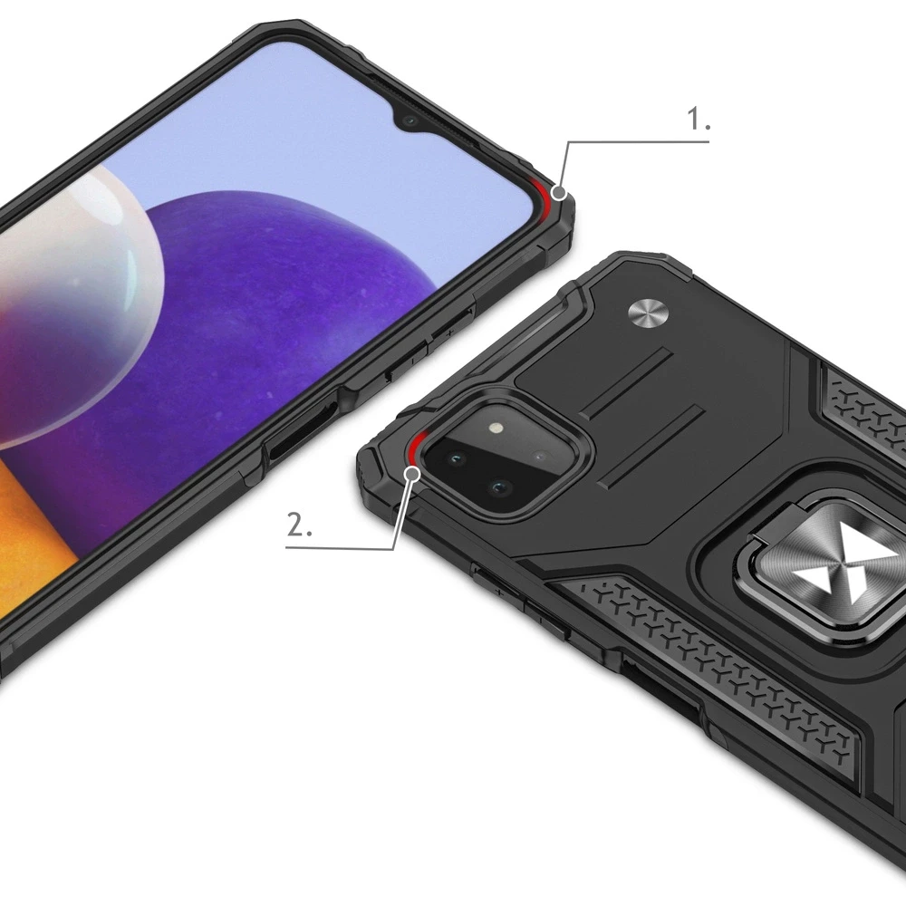 Wozinsky Ring Armor dėklas skirtas Samsung Galaxy A22 4G, sidabrinis