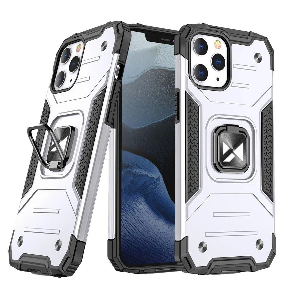 Wozinsky Ring Armor tvirtas hibridinis dėklas skirtas iPhone 13, sidabrinis