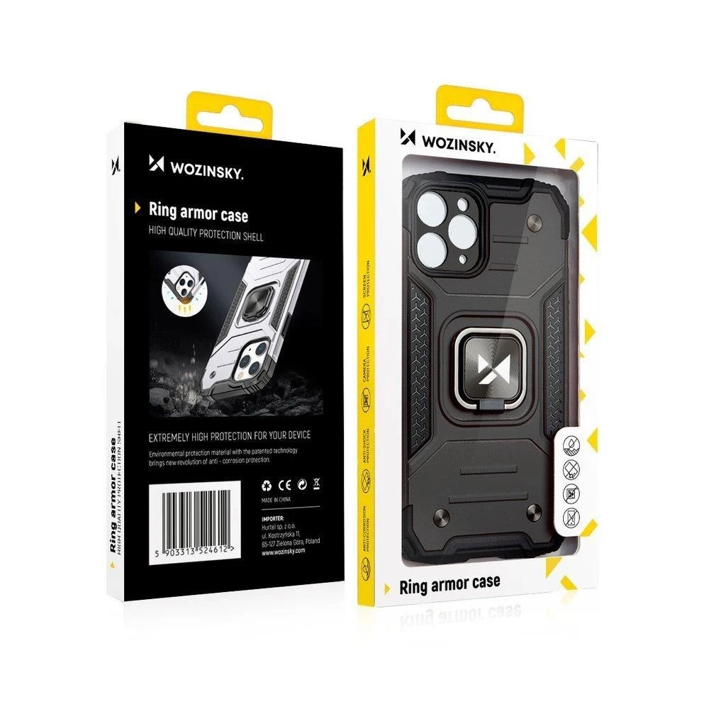 Wozinsky Ring Armor tvirtas hibridinis dėklas skirtas iPhone 13, rožinis auksas