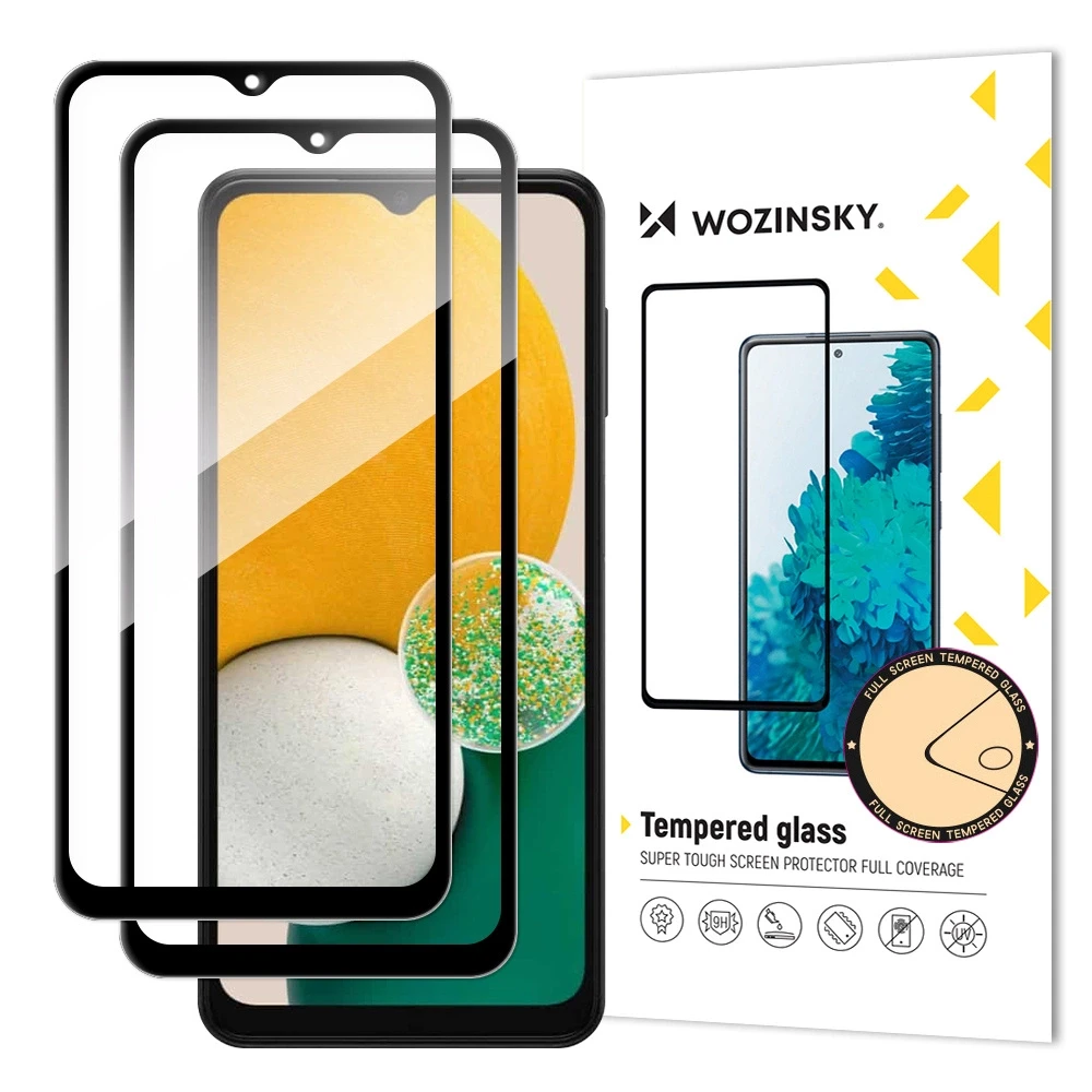 Wozinsky Set of 2x Super Strength Full Glue Apsauginis stiklas Visas ekranas su rėmeliu, draugiškas Samsung Galaxy A13 5G / A23 / A23 5G Juodas