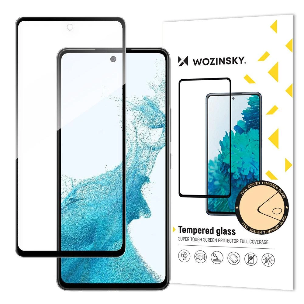 Wozinsky Super Tough Full Glue Apsauginis stiklas, skirtas viso ekrano apsaugai su rėmeliu, skirtas dėklui, Samsung Galaxy A53 5G Juodas