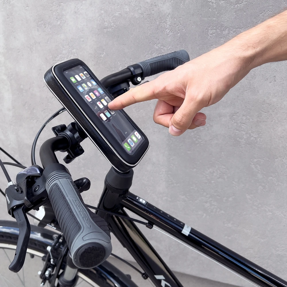 Wozinsky phone holder bike, motorcycle, scooters dėklas telefonui juodos spalvos WBHBK7