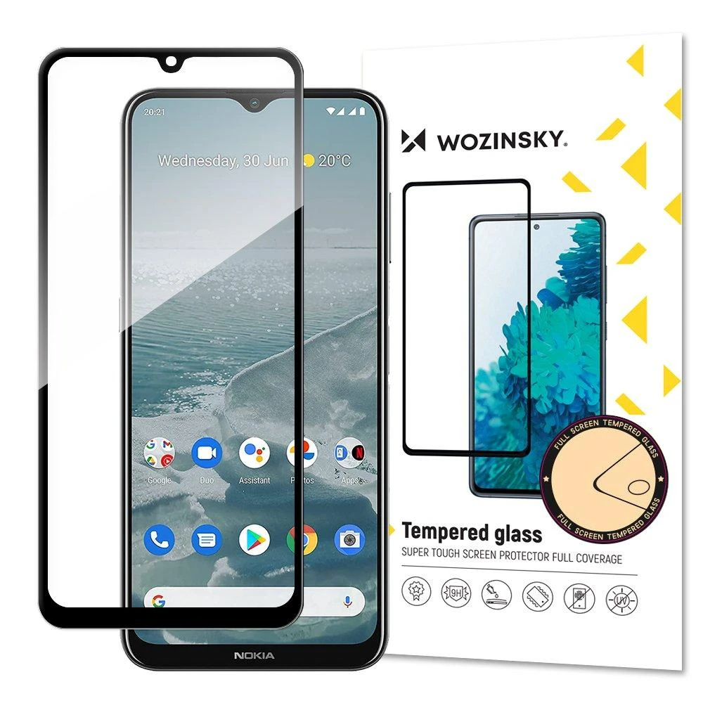 Wozinsky super durable Full Glue apsauginis stiklas full screen su rėmeliu Case Friendly Nokia G20 juodos spalvos
