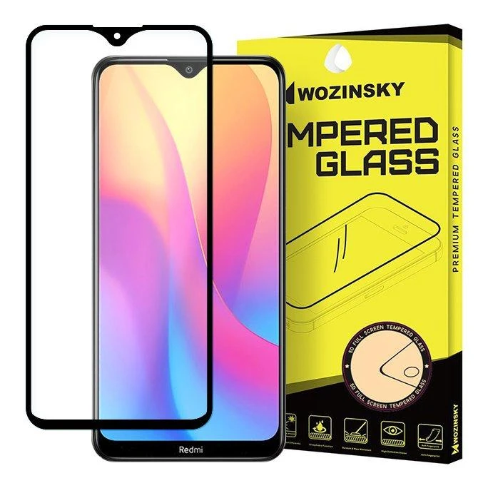 LCD apsauginis stikliukas Wozinsky 5D pritaikytas dėklui Xiaomi Redmi 8A juodas