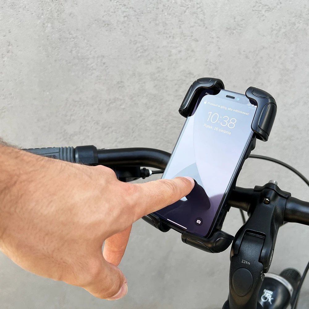 Wozinsky stiprus telefono laikiklis dviračiui, motociklui, paspirtukui, juodos spalvos (WBHBK6)