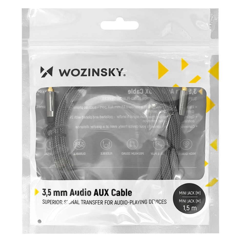 Wozinsky universal mini jack cable 2x AUX cable 2 m juodas