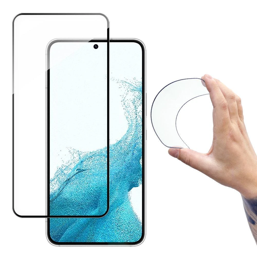 Wozinsky Full Cover Flexi Nano Glass Film apsauginis stiklas su rėmeliu Samsung Galaxy S22 + (S22 Plus) Transparent
