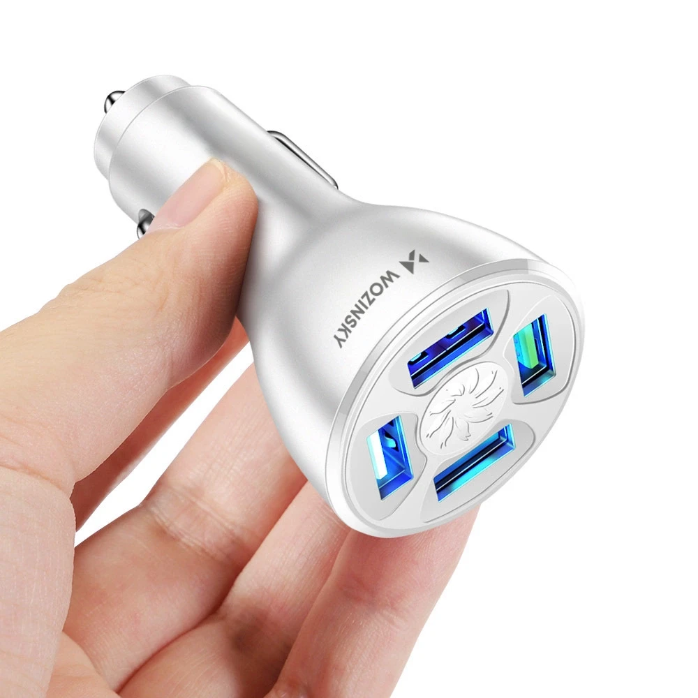 Wozinsky WCCAW 50W 4x USB-A QC automobilinis įkroviklis – baltos spalvos