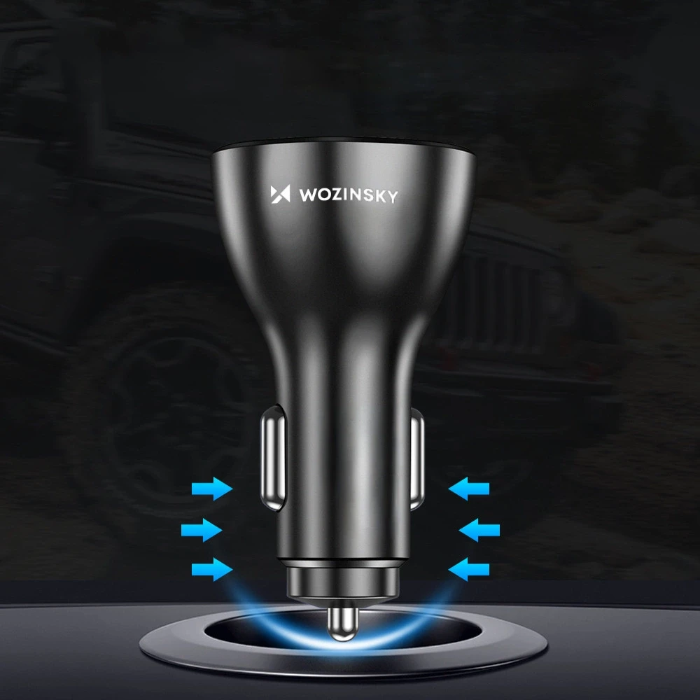 Wozinsky WCCAW 50W 4x USB-A QC automobilinis įkroviklis – baltos spalvos
