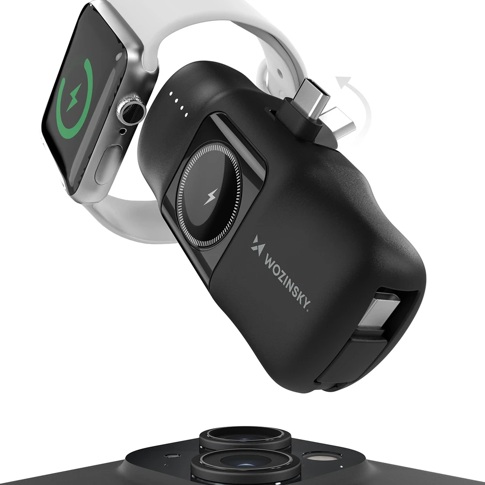 Išorinė baterija POWER BANK Wozinsky (WF16-YCS) USB-C + Apple Watch Charger 5000mAh (20W) juoda