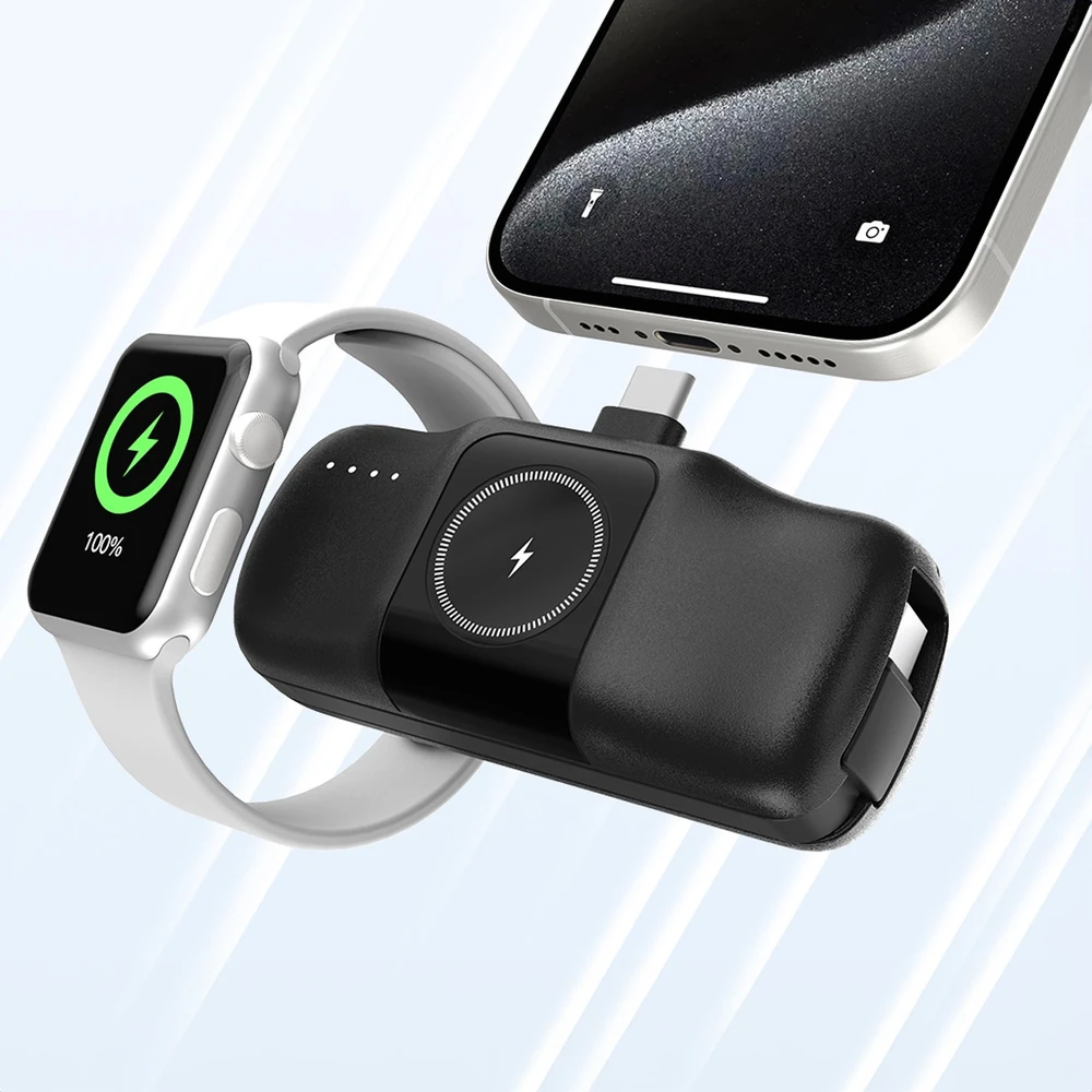 Išorinė baterija POWER BANK Wozinsky (WF16-YCS) USB-C + Apple Watch Charger 5000mAh (20W) juoda