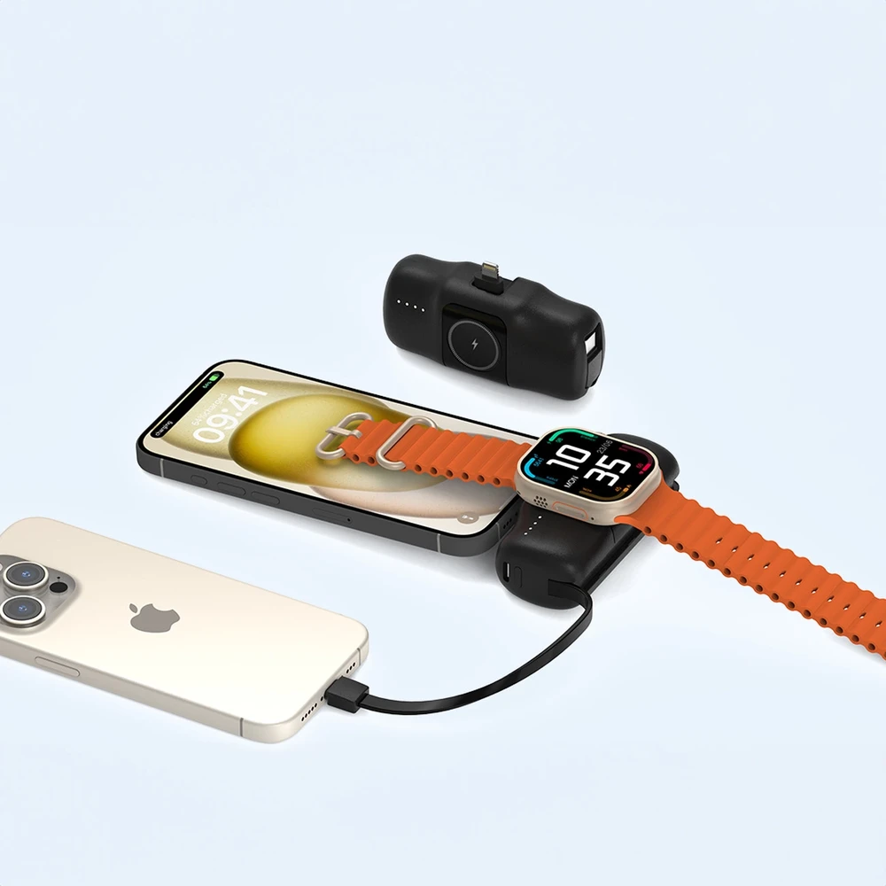 Išorinė baterija POWER BANK Wozinsky (WF16-YLS) lightning + Apple Watch Charger 5000mAh (20W) juoda