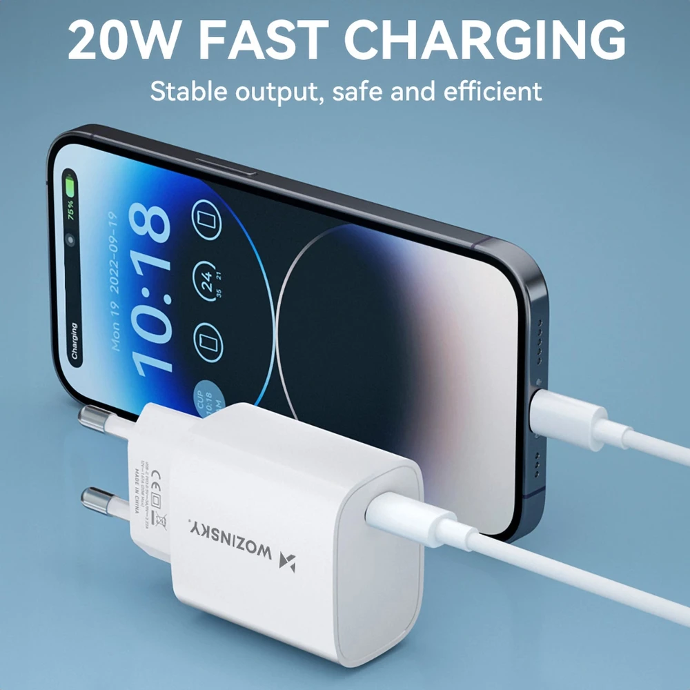 Wozinsky WGWCCW 20W USB-C laidinis įkroviklis – baltos spalvos