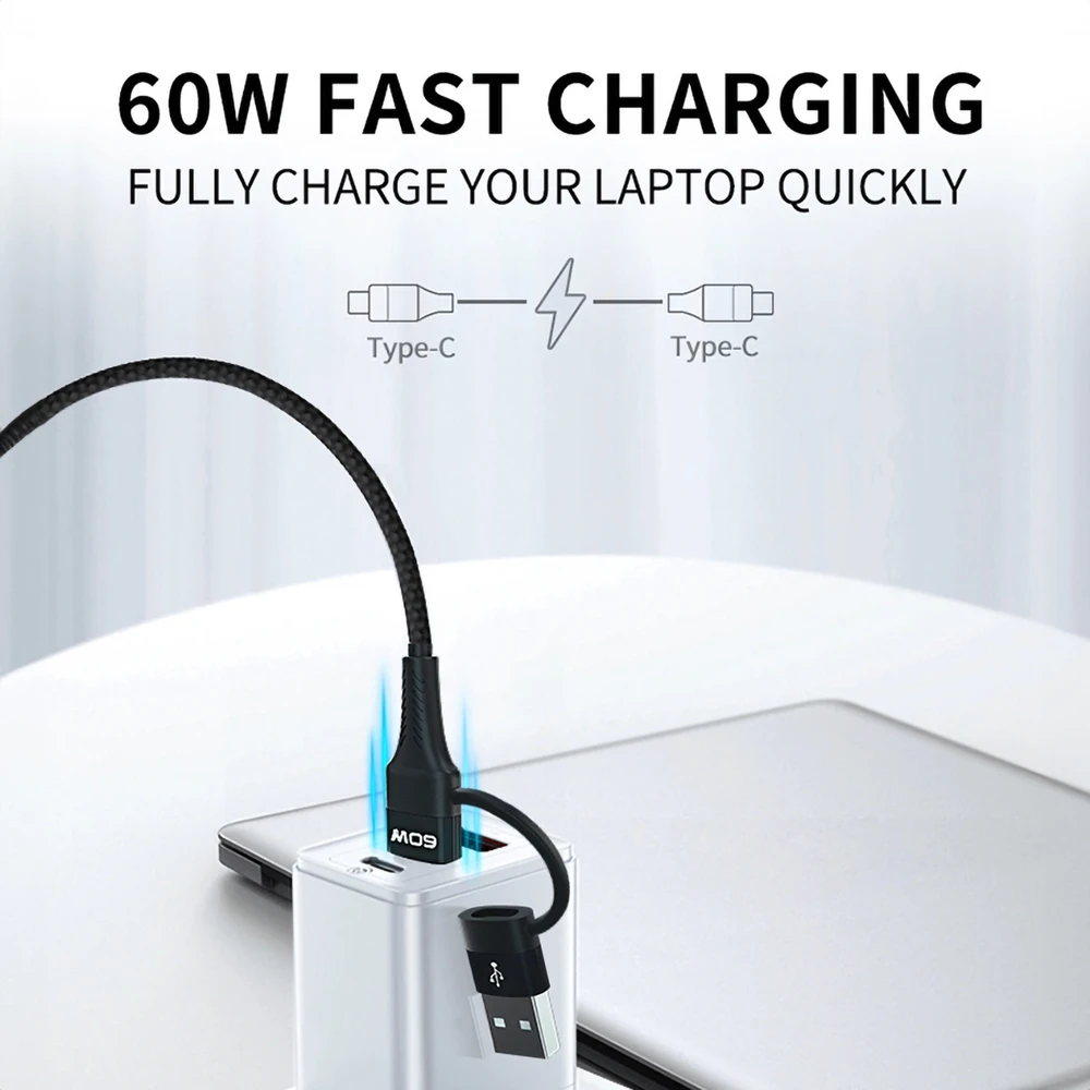 Wozinsky WNBAA 4in1 kabelis 2x USB-C 1x USB-A 1x Lightning 60W 1 m – juodos spalvos