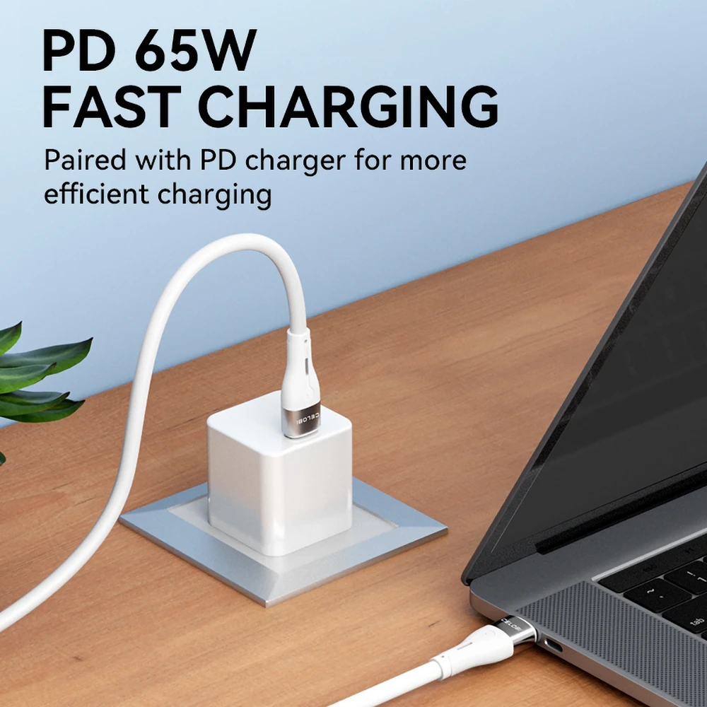 Wozinsky WSTCC1 USB-C / USB-C PD 65W kabelis 1 m long – baltos spalvos