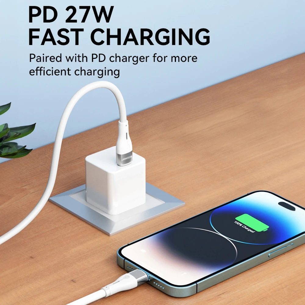 Wozinsky WSTCL1 Lightning / USB-C PD 27W kabelis 1 m – baltos spalvos