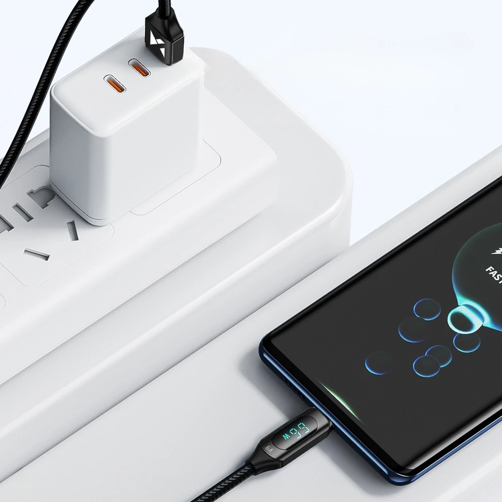 Kabelis USB A - USB C Wozinsky WUACC2 su ekranu 66W 6A 2m - juoda