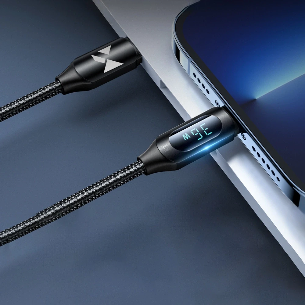 Wozinsky WUCLC1 Lightning – USB-C kabelis 36W 480Mb/s 1m – juodos spalvos