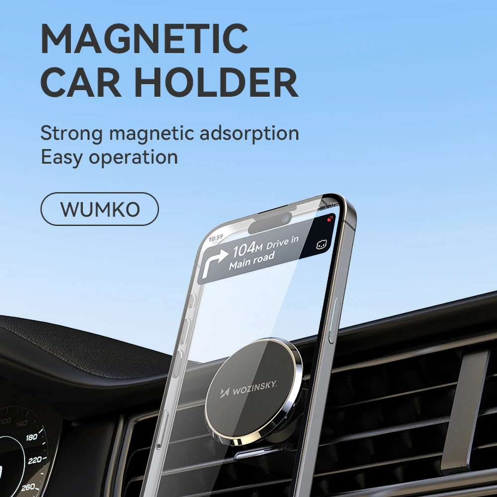 Wozinsky WUMKO magnetinis telefono laikiklis for car air vent – juodos spalvos