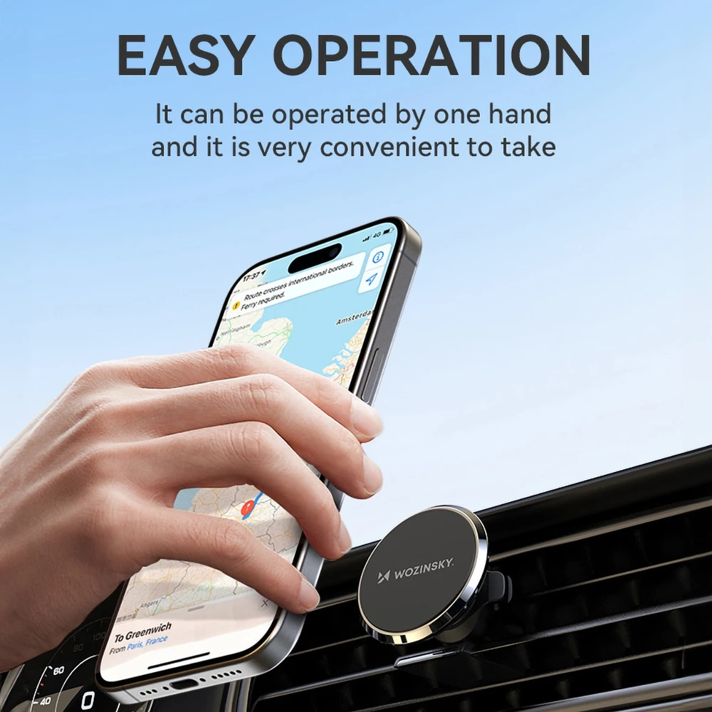Wozinsky WUMKO magnetinis telefono laikiklis for car air vent – juodos spalvos