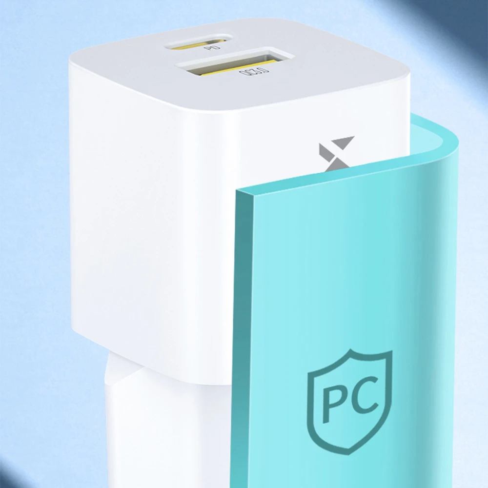 Wozinsky WWCEAC GaN USB-A USB-C 33W laidinis įkroviklis – baltos spalvos