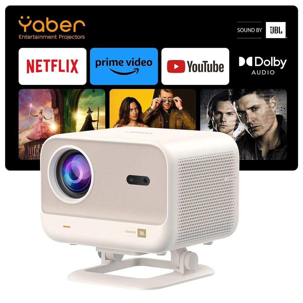 Yaber L2 Plus LCD FullHD 1080p Multimedia Projektorius su JBL kolonėlėmis – gelsvas
