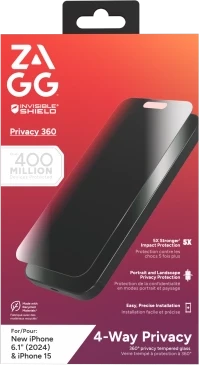 ZAGG InvisibleShield Glass Elite Privacy 360, skirtas iPhone 15/16