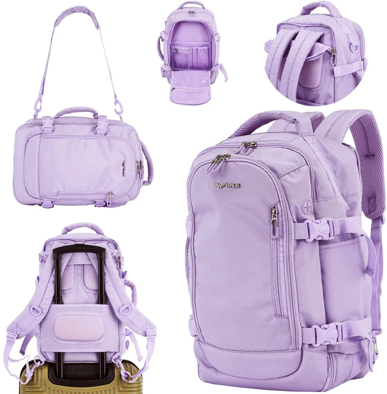 Kelioninis Kompaktiška violetinė kelioninė kuprinė WINGS SKY01mini lėktuvo bagažui, 14 colių nešiojamam kompiuteriui