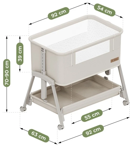 Bedside travel cot Dream 55 rusvai gelsvas
