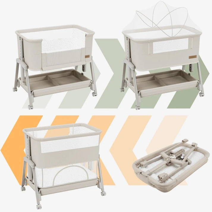 Bedside travel cot Dream 55 rusvai gelsvas