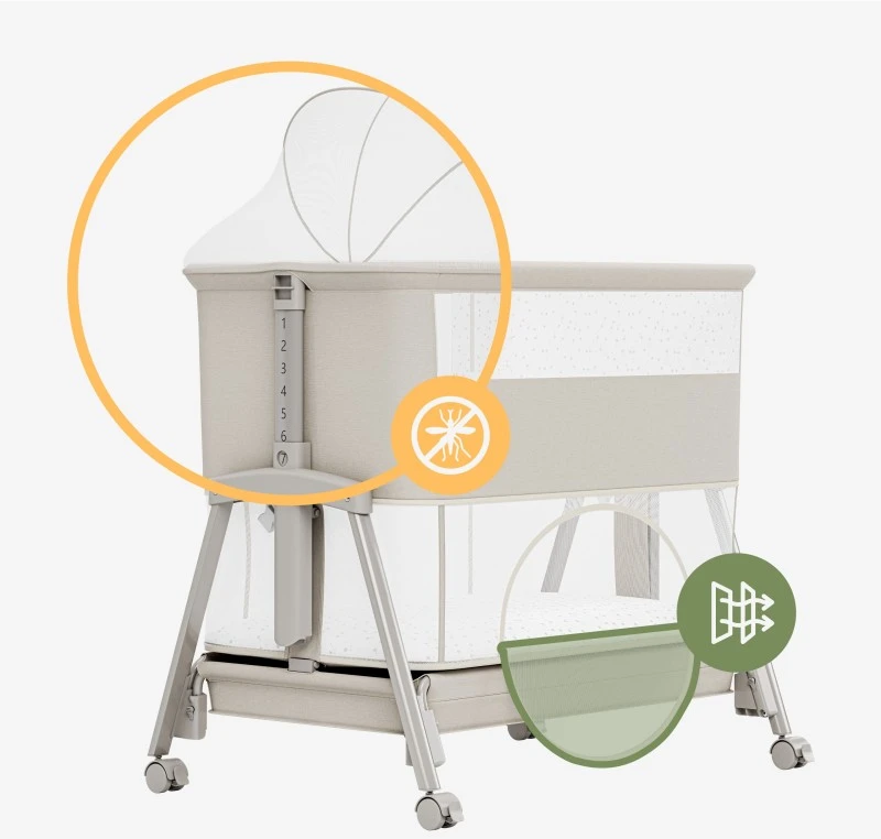 Bedside travel cot Dream 55 rusvai gelsvas