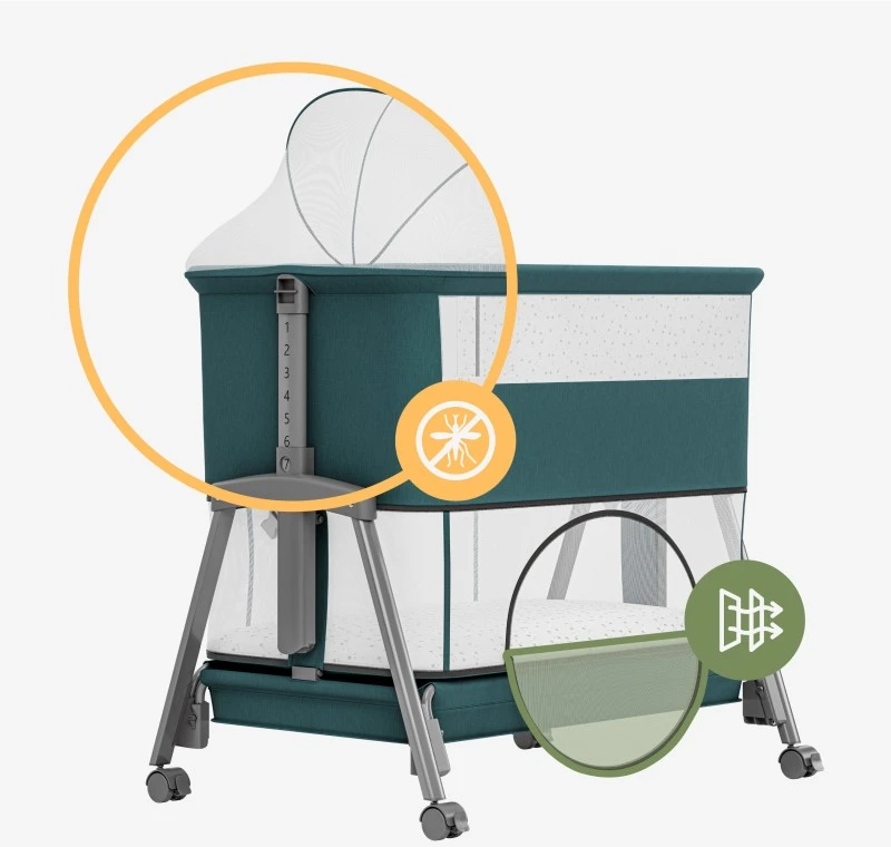 Bedside travel cot Dream 55 Žalias