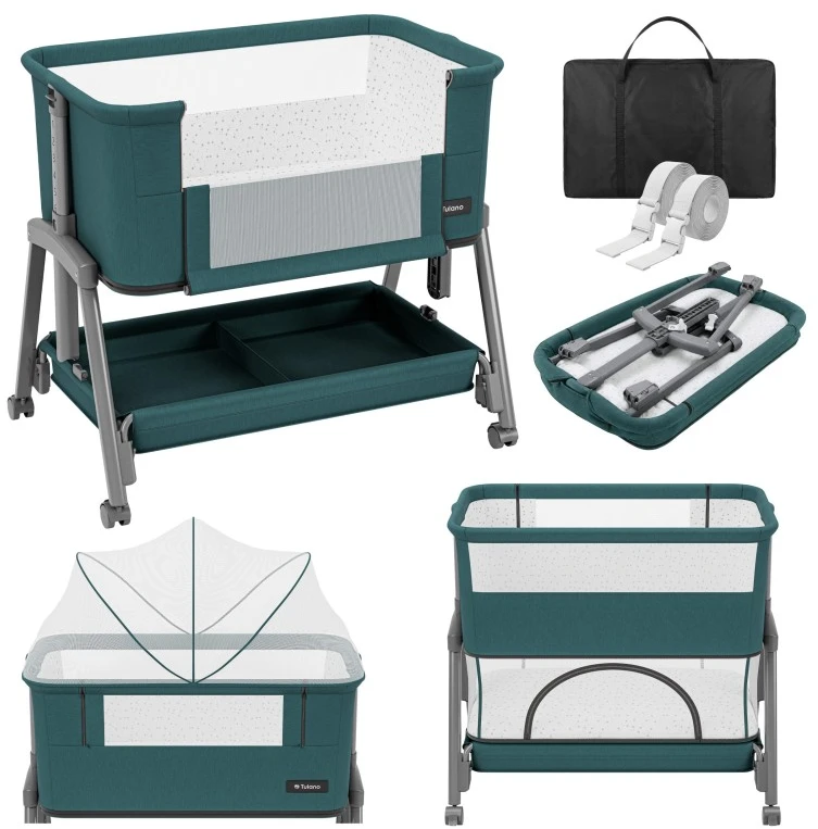 Bedside travel cot Dream 55 Žalias