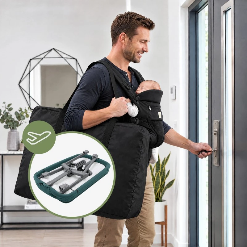 Bedside travel cot Dream 55 Žalias