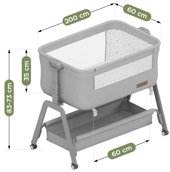 Tulano Bedside crib Dream 50 Lighte-Pilkas