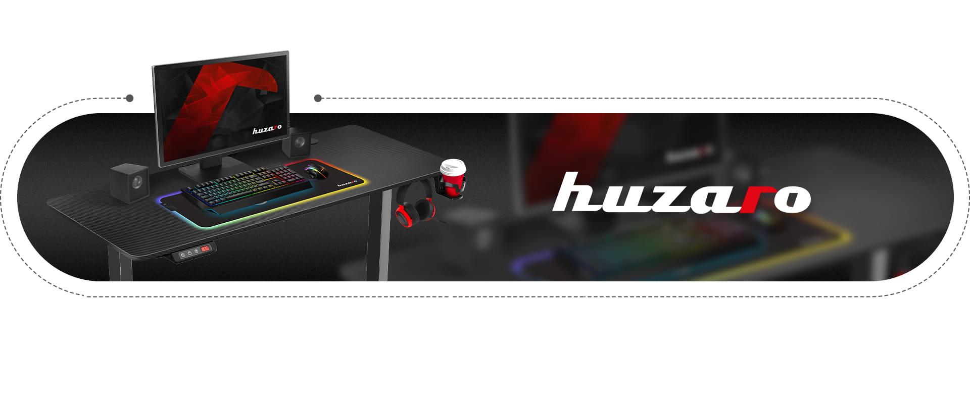 Žaidimų stalas Huzaro Hero 8.5 Gaming Desk, Motorizuotas, Reguliuojamo aukščio 740-1190mm, Juodos spalvos