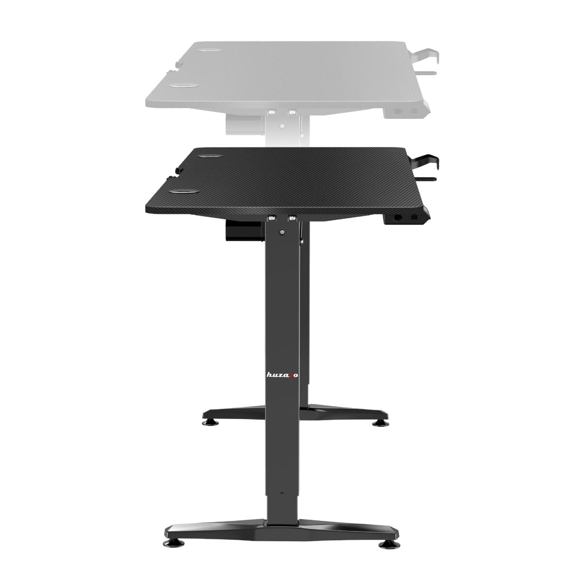 Žaidimų stalas Huzaro Hero 8.5 Gaming Desk, Motorizuotas, Reguliuojamo aukščio 740-1190mm, Juodos spalvos