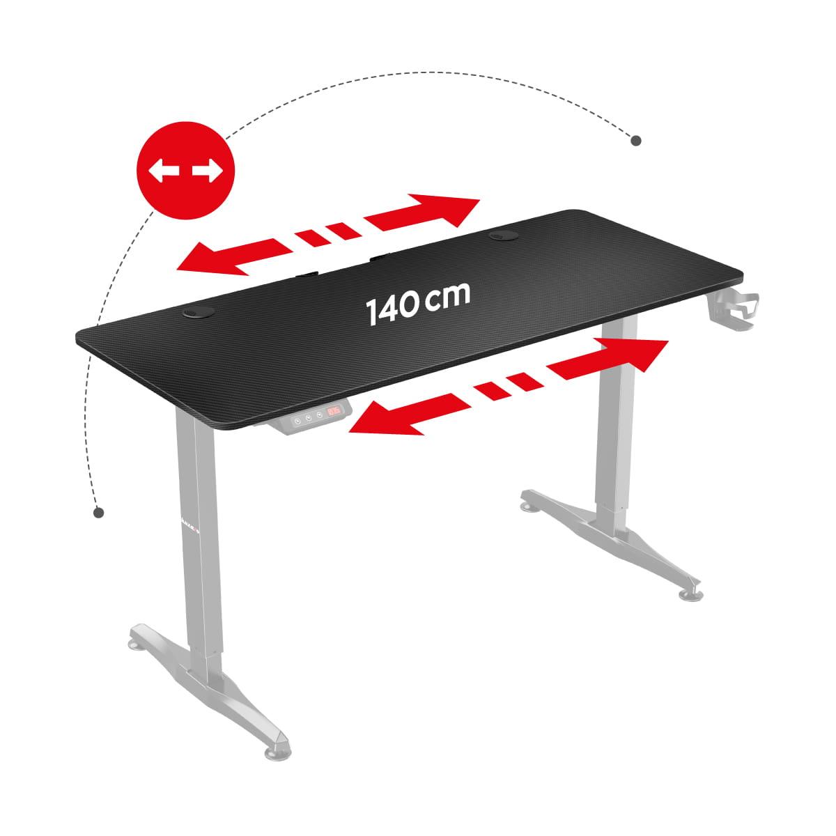 Žaidimų stalas Huzaro Hero 8.5 Gaming Desk, Motorizuotas, Reguliuojamo aukščio 740-1190mm, Juodos spalvos