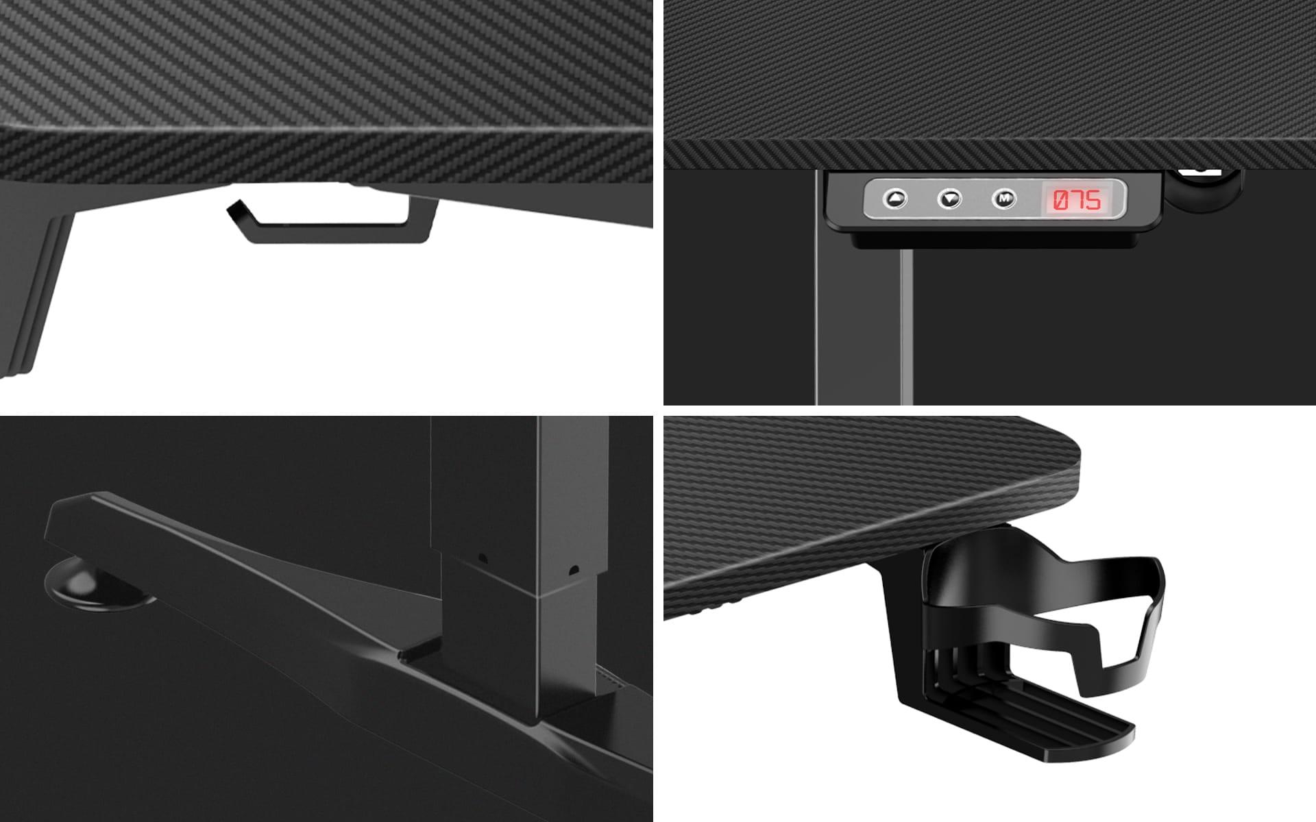 Žaidimų stalas Huzaro Hero 8.5 Gaming Desk, Motorizuotas, Reguliuojamo aukščio 740-1190mm, Juodos spalvos