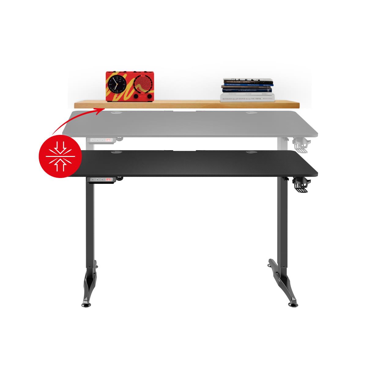 Žaidimų stalas Huzaro Hero 8.5 Gaming Desk, Motorizuotas, Reguliuojamo aukščio 740-1190mm, Juodos spalvos