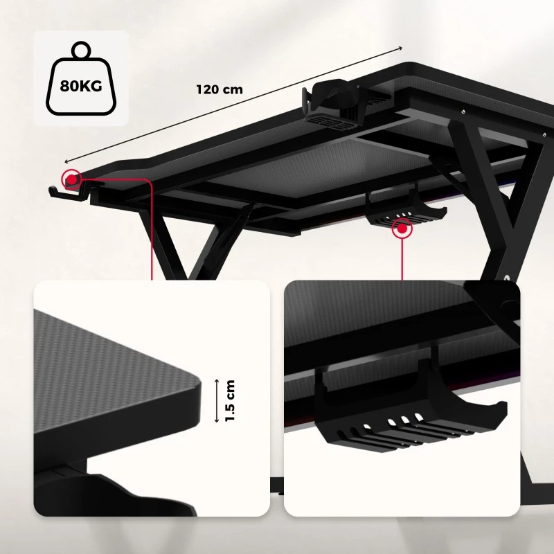 Gaming Desk Huzaro Hero 2.4 RGB Juodas