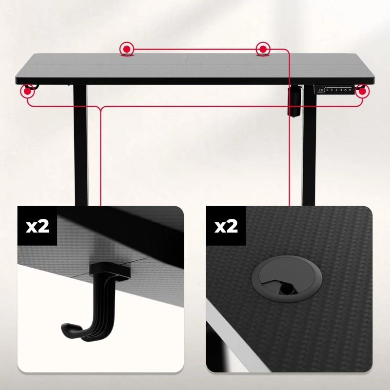 Electric gaming desk Hero 8.1 Juodas