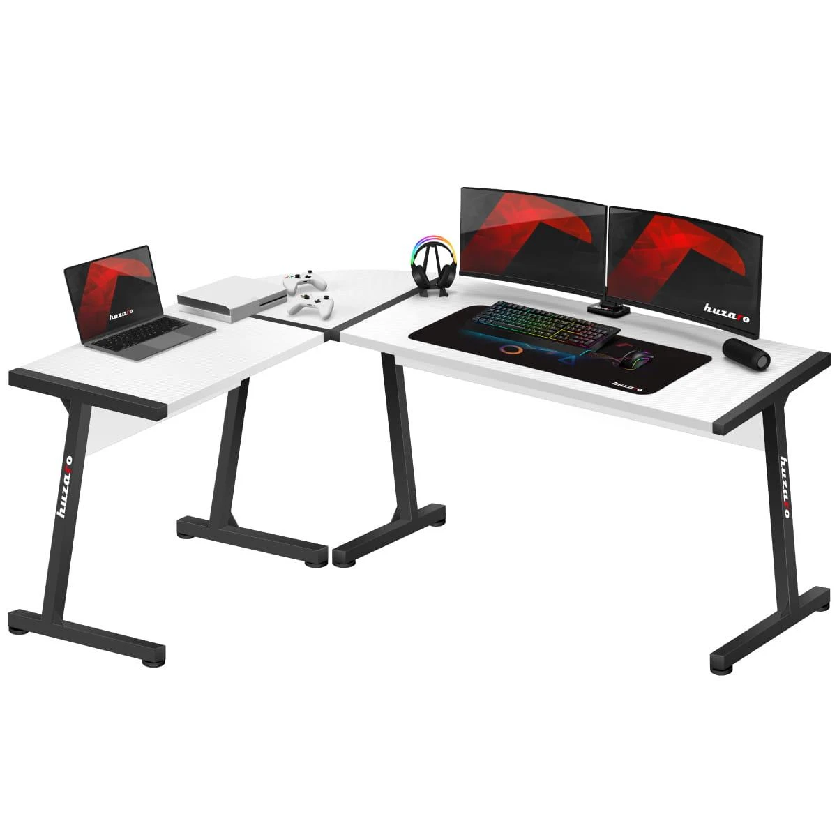 Kampinis žaidimų stalas Huzaro Hero 6.0, Baltos/Juodos spalvos