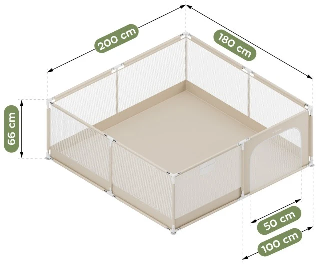 King Kids Baby playpen Cozy 28 rusvai gelsvas - 200 cm