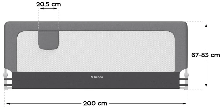 Apsauginė lovos užtvara «Tulano Cover 30 Pilkas», pilka spalva, 200 cm