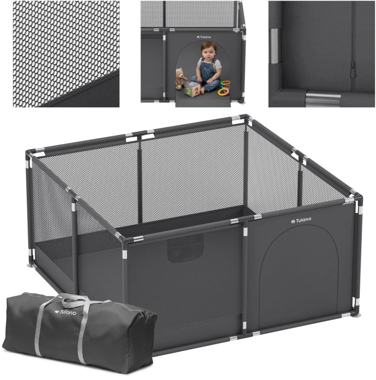 King Kids „Cozy 20“ grafito spalvos kūdikių žaidimų aptvaras – 130 cm