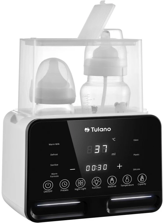 TULANO dvigubas buteliuko šildytuvas, nešiojamas 7-in-1 čiulptuko sterilizatorius