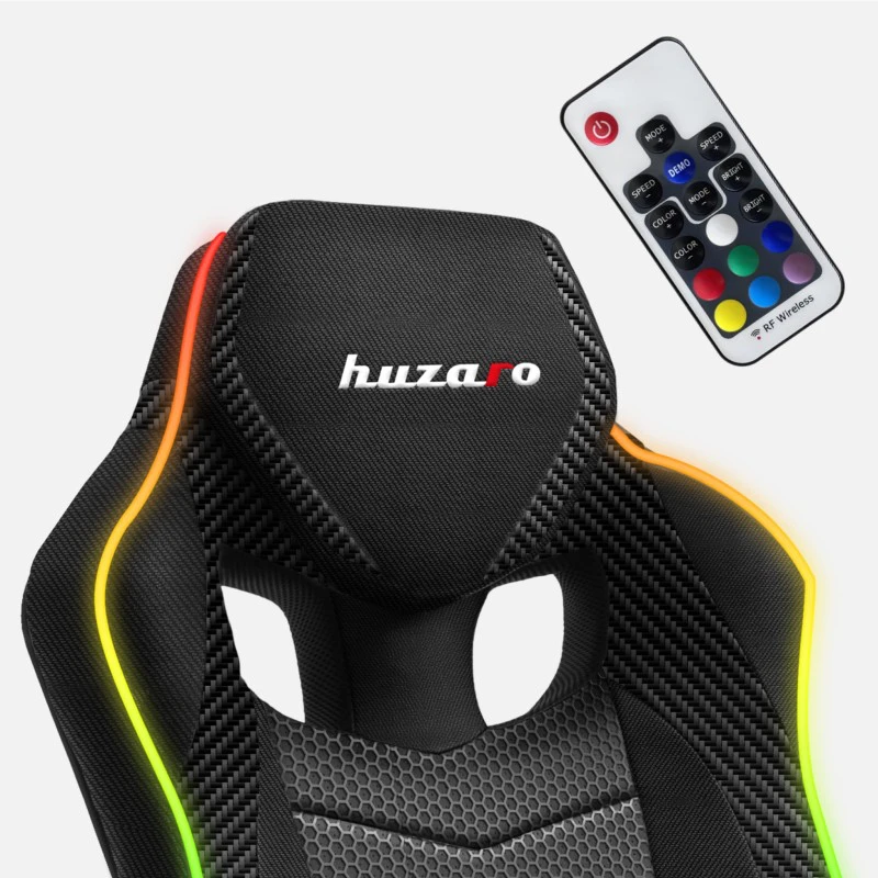 Žaidimų kėdė Huzaro Force 2.5 RGB Carbon Mesh su pašvietimu Gaming Chair, Juoda