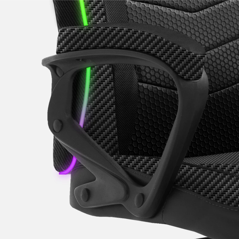 Žaidimų kėdė Huzaro Force 2.5 RGB Carbon Mesh su pašvietimu Gaming Chair, Juoda
